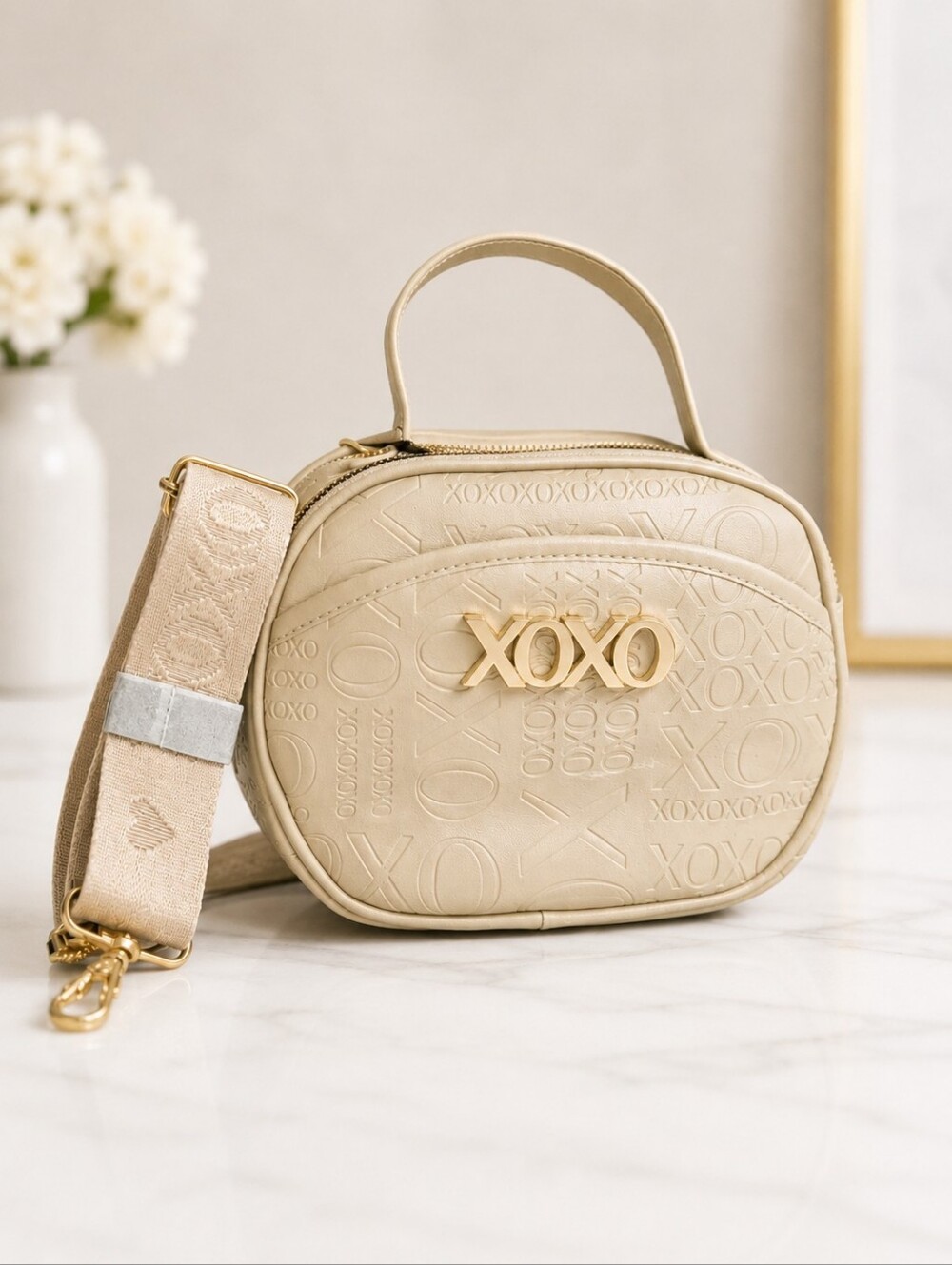 XOXO Taupe Embossed Mini Bag